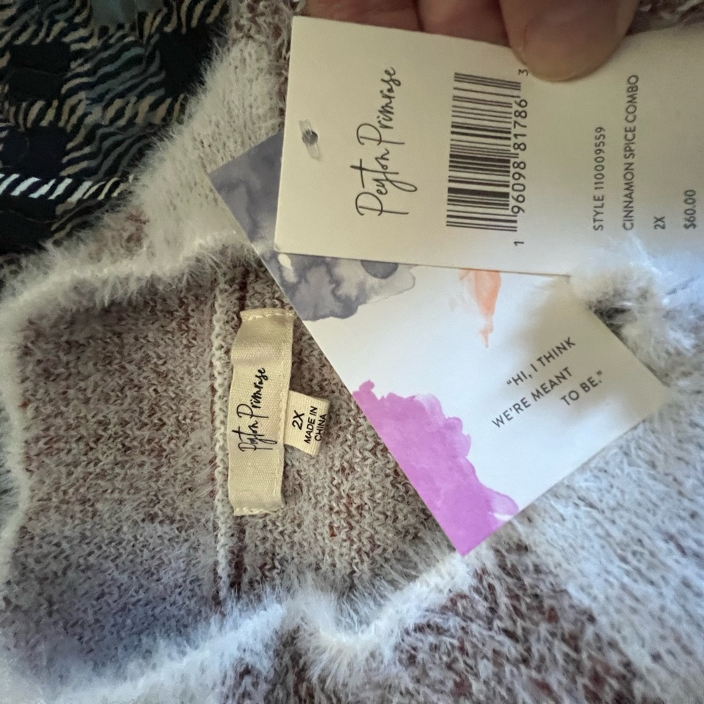 NWT-Peyton Primrose long sleeve checkered ultra soft sweater. Size 2X. - Picture 3 of 3